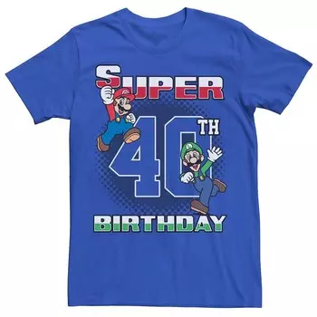 Мужская футболка с рисунком на 40-летие Nintendo Super Mario и Luigi Super Licensed Character, цвет Royal