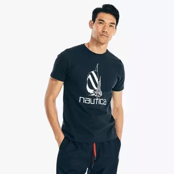 Мужская футболка с рисунком Nautica Spinnaker, темно-синий