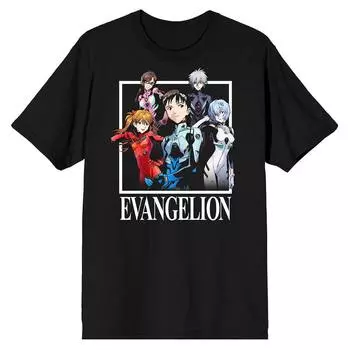 Мужская футболка с рисунком Neon Genesis Evangelion Licensed Character, черный