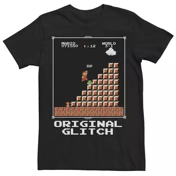 Мужская футболка с рисунком Nintendo Og Glitch Licensed Character, черный