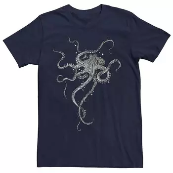 Мужская футболка с рисунком Octopus Bubbles Licensed Character, темно-синий