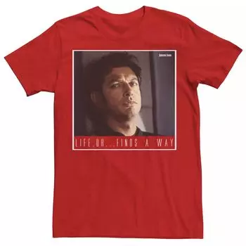 Мужская футболка с рисунком «Парк Юрского периода» Ian Malcolm Life Finds A Way, Red Licensed Character, красный