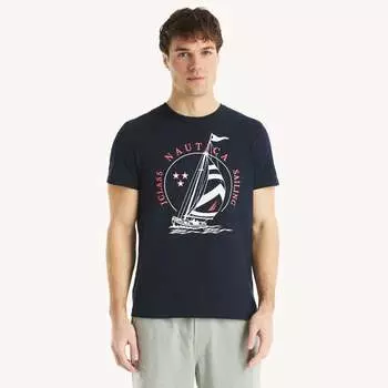 Мужская футболка с рисунком парусного спорта Nautica, темно-синий