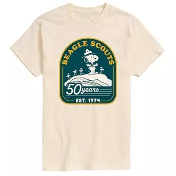 Мужская футболка с рисунком Peanuts Beagle Scout 50 Years Mountain Licensed Character, цвет Cream