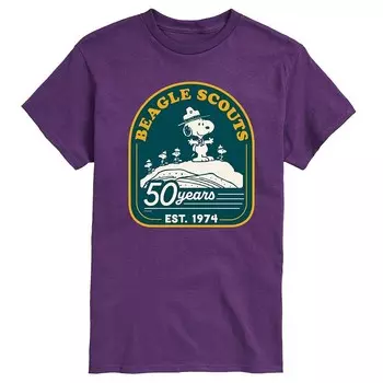 Мужская футболка с рисунком Peanuts Beagle Scout 50 Years Mountain Licensed Character, фиолетовый