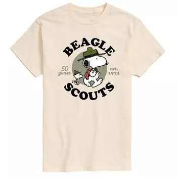 Мужская футболка с рисунком Peanuts Beagle Scout Snoopy Woodstock Licensed Character, цвет Cream