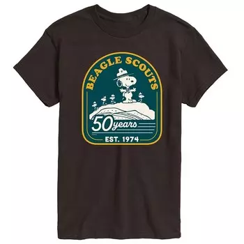 Мужская футболка с рисунком Peanuts Beagle Scout 50 Years Mountain Licensed Character, цвет Dark Brown