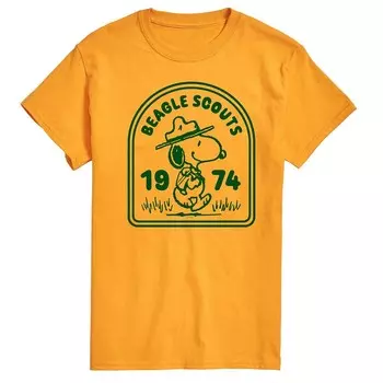 Мужская футболка с рисунком Peanuts Beagle Scouts Badge Licensed Character, золотой