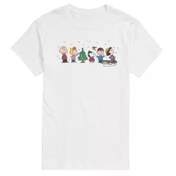 Мужская футболка с рисунком Peanuts Christmas Group Licensed Character, белый