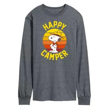 Мужская футболка с рисунком Peanuts Happy Camper с длинными рукавами Licensed Character