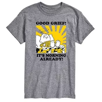 Мужская футболка с рисунком Peanuts It's It's Morning Always Licensed Character, цвет Heather Gray