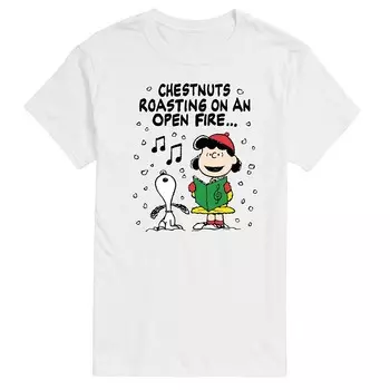 Мужская футболка с рисунком Peanuts Lucy & Snoopy Christmas Carol Licensed Character, белый