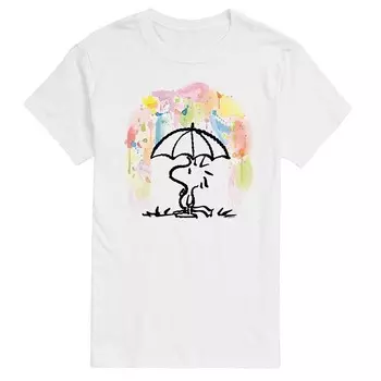 Мужская футболка с рисунком Peanuts Rainbow Woodstock Licensed Character, белый