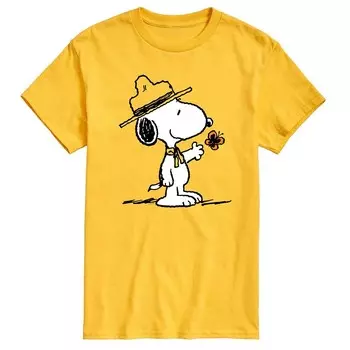 Мужская футболка с рисунком Peanuts Ranger Snoopy & Butterfly Licensed Character, желтый