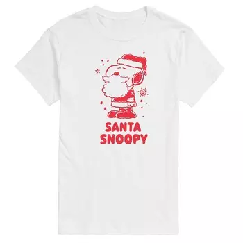 Мужская футболка с рисунком Peanuts Santa Snoopy Licensed Character, белый