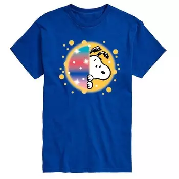 Мужская футболка с рисунком Peanuts Snoopy Airbrush Peek Licensed Character, синий