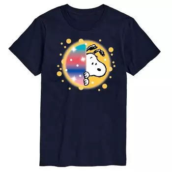 Мужская футболка с рисунком Peanuts Snoopy Airbrush Peek Licensed Character, темно-синий