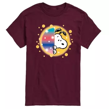 Мужская футболка с рисунком Peanuts Snoopy Airbrush Peek Licensed Character, цвет Maroon