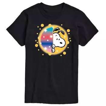 Мужская футболка с рисунком Peanuts Snoopy Airbrush Peek Licensed Character, черный