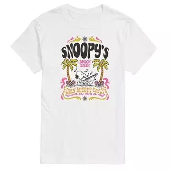 Мужская футболка с рисунком Peanuts Snoopy Beach Bash Licensed Character, белый