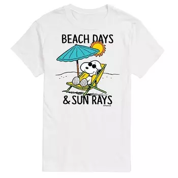 Мужская футболка с рисунком Peanuts Snoopy Beach Days Licensed Character, белый