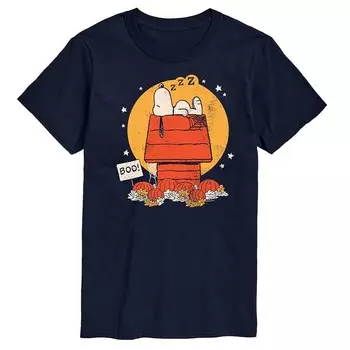 Мужская футболка с рисунком Peanuts Snoopy Halloween Dog House Licensed Character, темно-синий