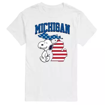 Мужская футболка с рисунком Peanuts Snoopy Michigan Americana Licensed Character, белый