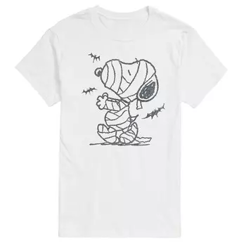 Мужская футболка с рисунком Peanuts Snoopy Mummy And Bats Licensed Character, белый