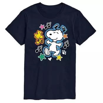 Мужская футболка с рисунком Peanuts Snoopy Woodstock Licensed Character, темно-синий
