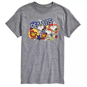 Мужская футболка с рисунком Peanuts Snoopy Woodstock Licensed Character, цвет Heather Gray