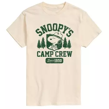 Мужская футболка с рисунком Peanuts Snoopys Camp Crew Licensed Character, цвет Cream