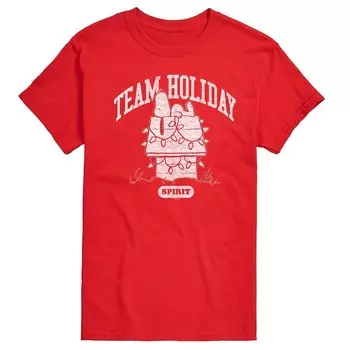 Мужская футболка с рисунком Peanuts Team Holiday Spirit Licensed Character, красный