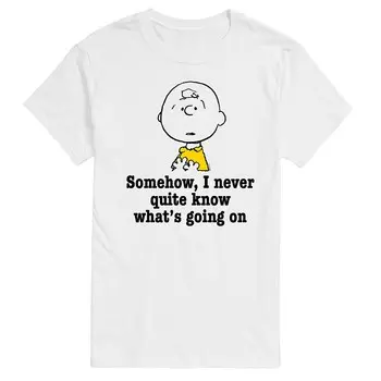 Мужская футболка с рисунком Peanuts What's Going On Licensed Character, белый