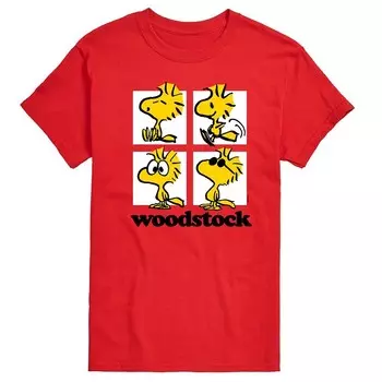 Мужская футболка с рисунком Peanuts Woodstock Grid Licensed Character, красный