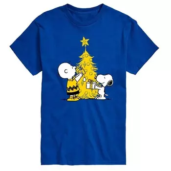 Мужская футболка с рисунком Peanuts Xmas Charlie Snoopy Licensed Character, синий