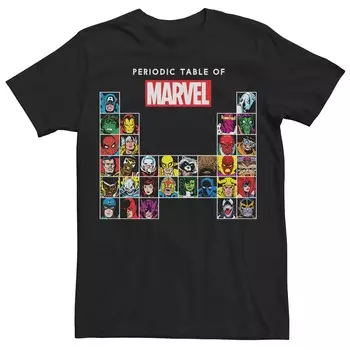 Мужская футболка с рисунком периодической таблицы Marvel Licensed Character, черный