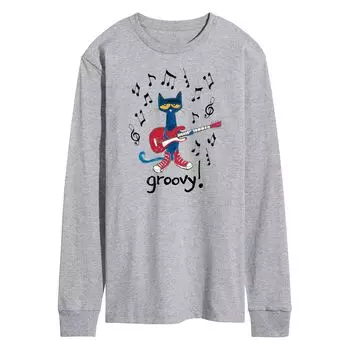 Мужская футболка с рисунком Pete the Cat Guitar Groovy с длинными рукавами Licensed Character