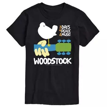 Мужская футболка с рисунком плаката Woodstock Licensed Character, черный
