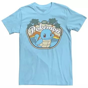 Мужская футболка с рисунком Pokemon Beach Mode Squirtle Licensed Character, цвет Light Blue