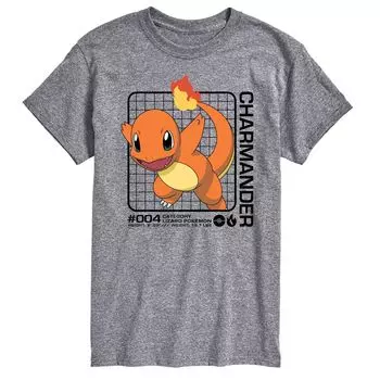 Мужская футболка с рисунком Pokemon Charmander Stats Licensed Character