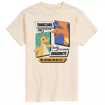 Мужская футболка с рисунком Pokemon Dragonite и Charizard Licensed Character, бежевый