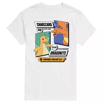 Мужская футболка с рисунком Pokemon Dragonite и Charizard Licensed Character, белый