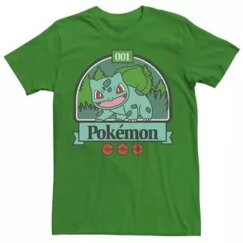 Мужская футболка с рисунком Pokemon Forest Mode Bulbasaur Licensed Character, цвет Kelly