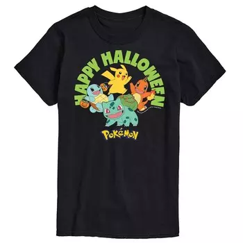 Мужская футболка с рисунком Pokemon Happy Halloween Licensed Character, черный
