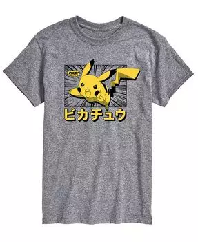Мужская футболка с рисунком Pokemon Kanji Pika AIRWAVES, серый