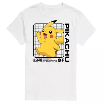 Мужская футболка с рисунком Pokemon Pikachu Stats Licensed Character