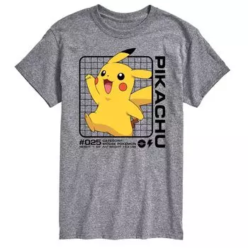 Мужская футболка с рисунком Pokemon Pikachu Stats Licensed Character