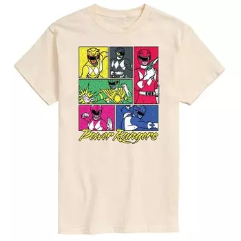 Мужская футболка с рисунком Power Rangers Grid Licensed Character, бежевый