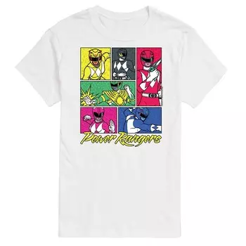 Мужская футболка с рисунком Power Rangers Grid Licensed Character, белый