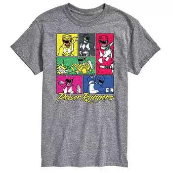 Мужская футболка с рисунком Power Rangers Grid Licensed Character, серый